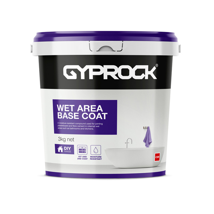 Gyprock® Wet Area Base Coat for moisture resistant plasterboard jointing.