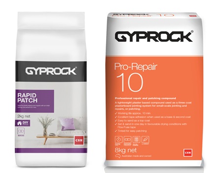 Gyprock® Rapid Set Jointing Compound and Pro-Repair 10 Compound products.