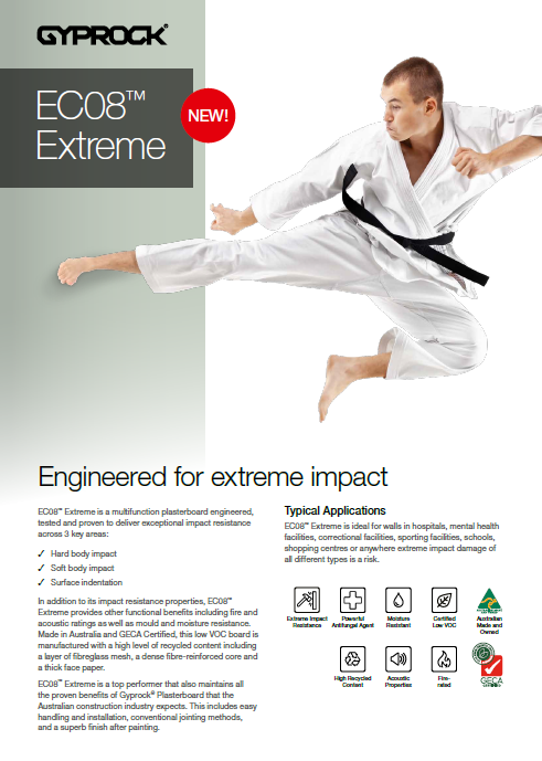 Cover of EC08 Extreme DataSheet with karate practitioner performing a jumping kick