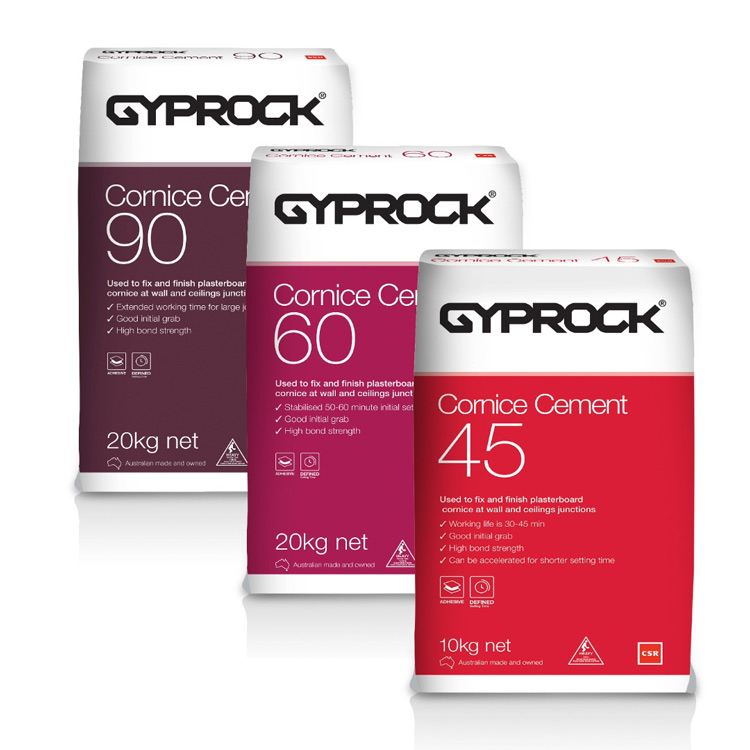 Gyprock® Cornice Cement 45, 60 & 90 products.
