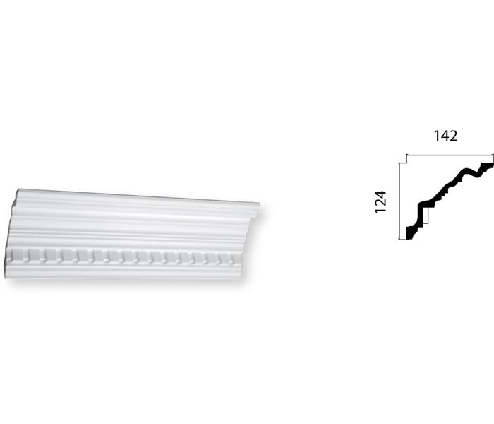 Gyprock decorative plaster cornice HOP207 and side profile with measurements.