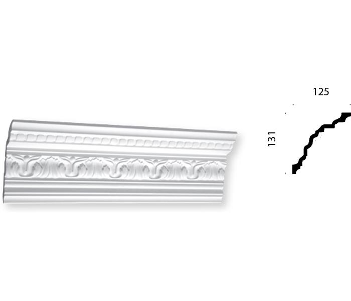Gyprock decorative plaster cornice HOP321 and side profile with measurements.