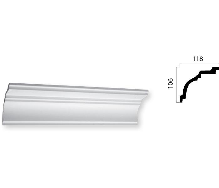 Gyprock decorative plaster cornice HOP440 and side profile with measurements.