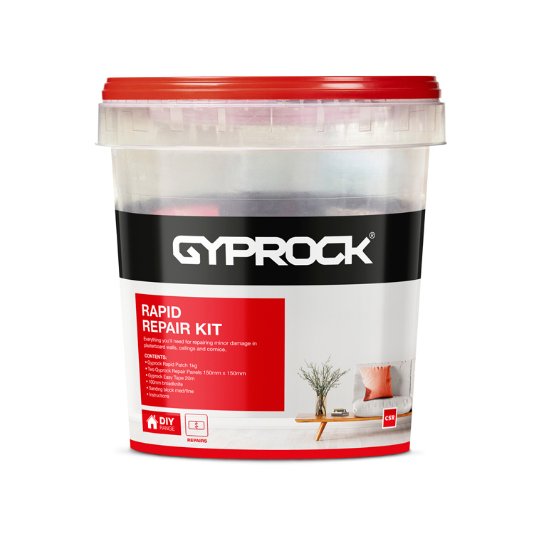 Gyprock® DIY Rapid Repair Kit in a re-sealable pail.