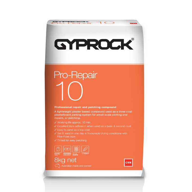 Gyprock® Pro-Repair 10 Compound in 8kg non-resealable bag.