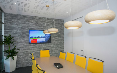 Gyprock Inspiration with conference room with yellow chairs